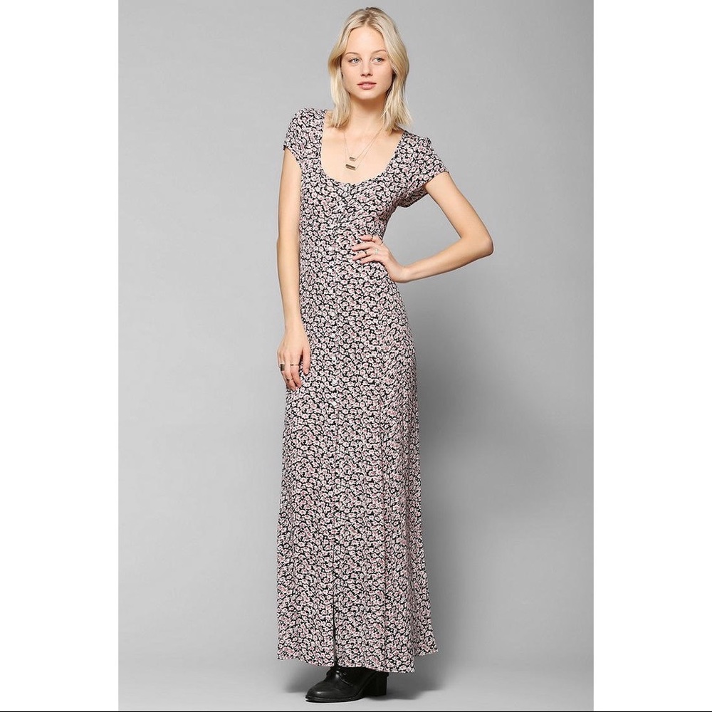 Kimchi Blue Georgina Button-down Maxi Dress in Black Floral Size XS